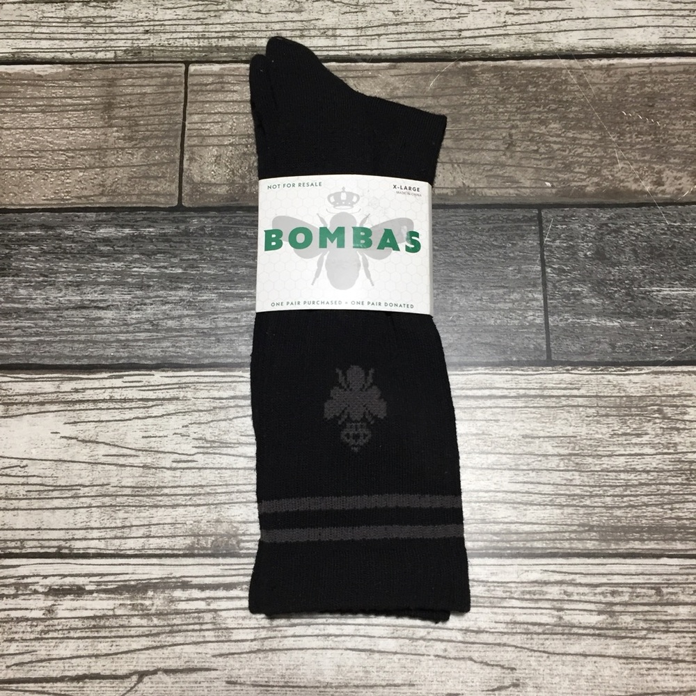 Bombas Socks X-Large Black Gray One Pair Polyester Blend